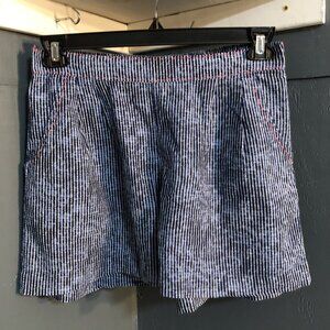 Lula Soul Blue/Whited Striped Pull-up Shorts, Size Medium